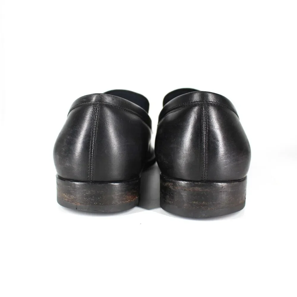 Salvatore Ferragamo Black Leather Silver Gancini Bit Moccasin Loafers 10 D Shoes